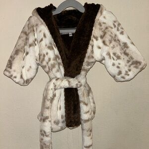 Plush Kids Pajama Robe in Brown and White